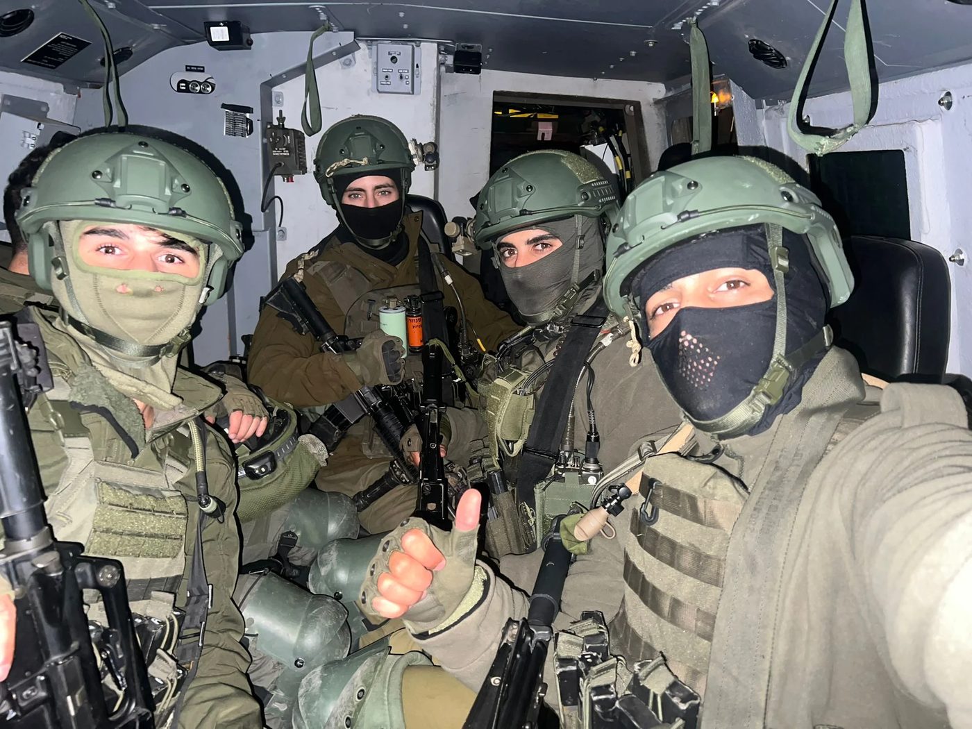 IDF soldiers in an armored vehicle