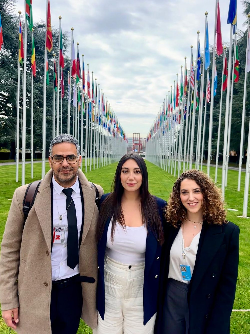 Survivor Yuval Raphael with the JIJ team at the United Nations in Geneva